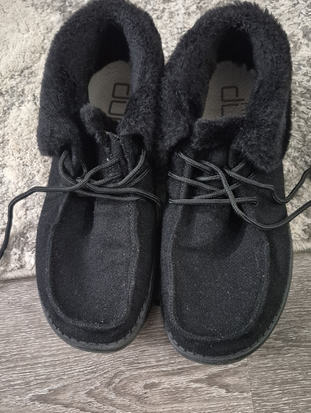 Urban Outfitters Black Fuzzy Lace-Up Ankle Booties